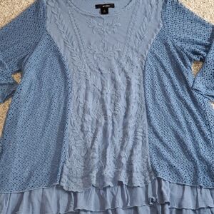 ALI MILES 2X BLUE LACY OVERLAY TOP